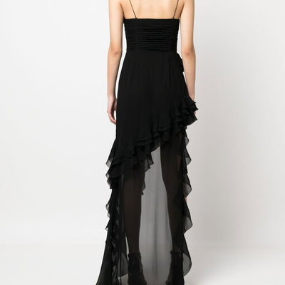 Alessandra Rich Ruffles detail silk georgette evening dress