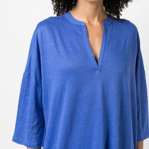 Majestic 3/4 Sleeve Linen Blend Tunic Dress