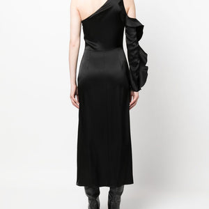 David Koma Ruffle detail one shoulder midi dress