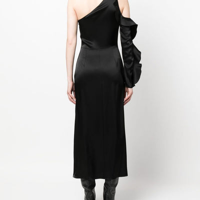 David Koma Ruffle detail one shoulder midi dress