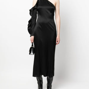 David Koma Ruffle detail one shoulder midi dress
