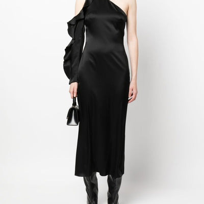 David Koma Ruffle detail one shoulder midi dress