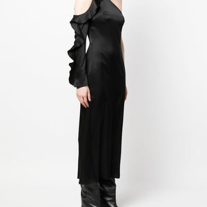 David Koma Ruffle detail one shoulder midi dress