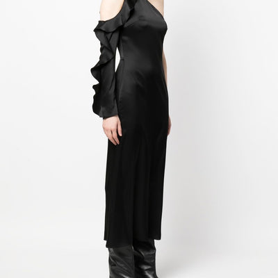 David Koma Ruffle detail one shoulder midi dress