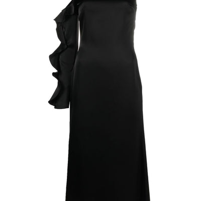 David Koma Ruffle detail one shoulder midi dress