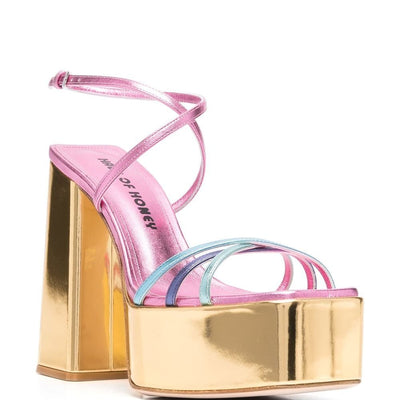 Haus Of Honey Wannabe Mirror Leather Sandals