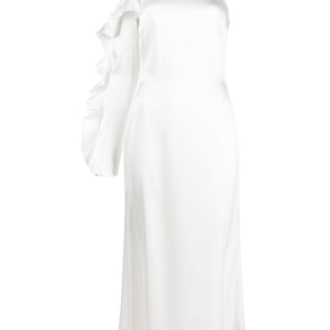 David Koma Ruffle detail one shoulder midi dress