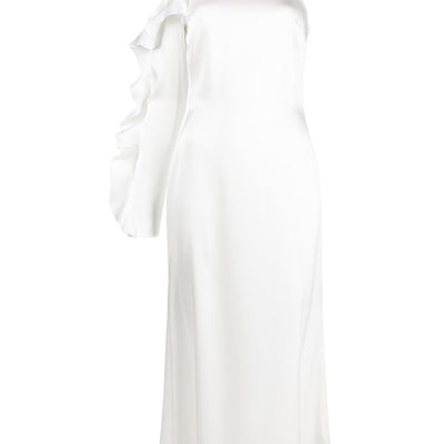 David Koma Ruffle detail one shoulder midi dress