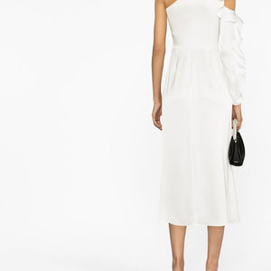 David Koma Ruffle detail one shoulder midi dress