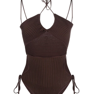 AndreĀdamo Andrea Adamo halterneck-fastening ribbed-knit bodysuit