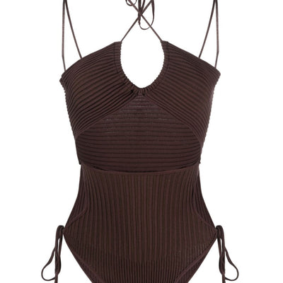 AndreĀdamo Andrea Adamo halterneck-fastening ribbed-knit bodysuit