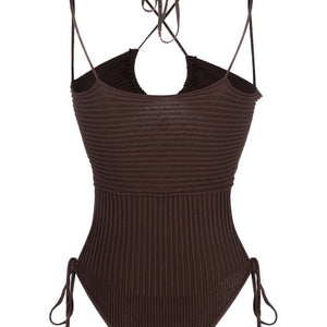 AndreĀdamo Andrea Adamo halterneck-fastening ribbed-knit bodysuit