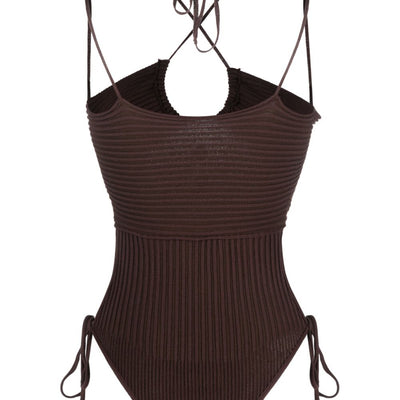 AndreĀdamo Andrea Adamo halterneck-fastening ribbed-knit bodysuit