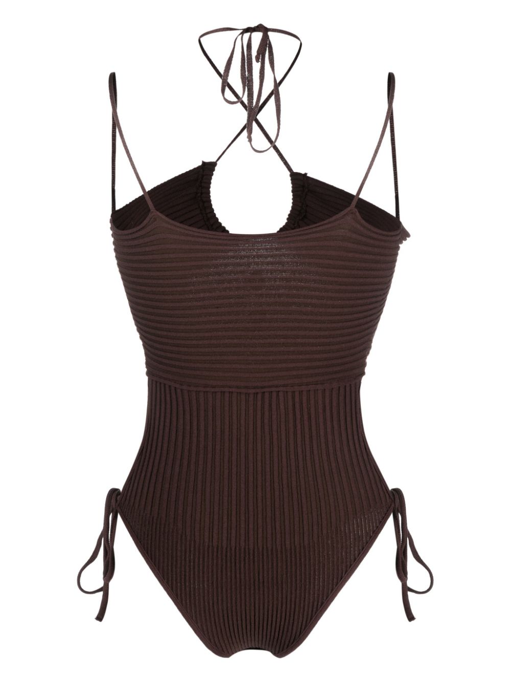 AndreĀdamo Andrea Adamo halterneck-fastening ribbed-knit bodysuit