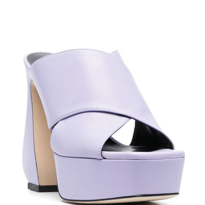 Si Rossi 130mm Platform Leather Mules