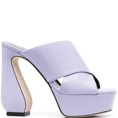 Si Rossi 130mm Platform Leather Mules