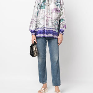 F.R.S . High neck printed silk blouse