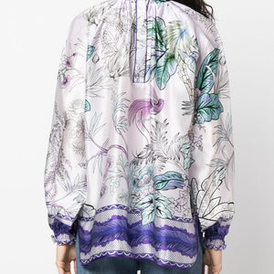 F.R.S . High neck printed silk blouse