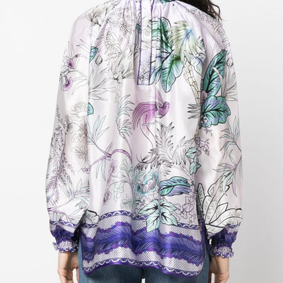 F.R.S . High neck printed silk blouse