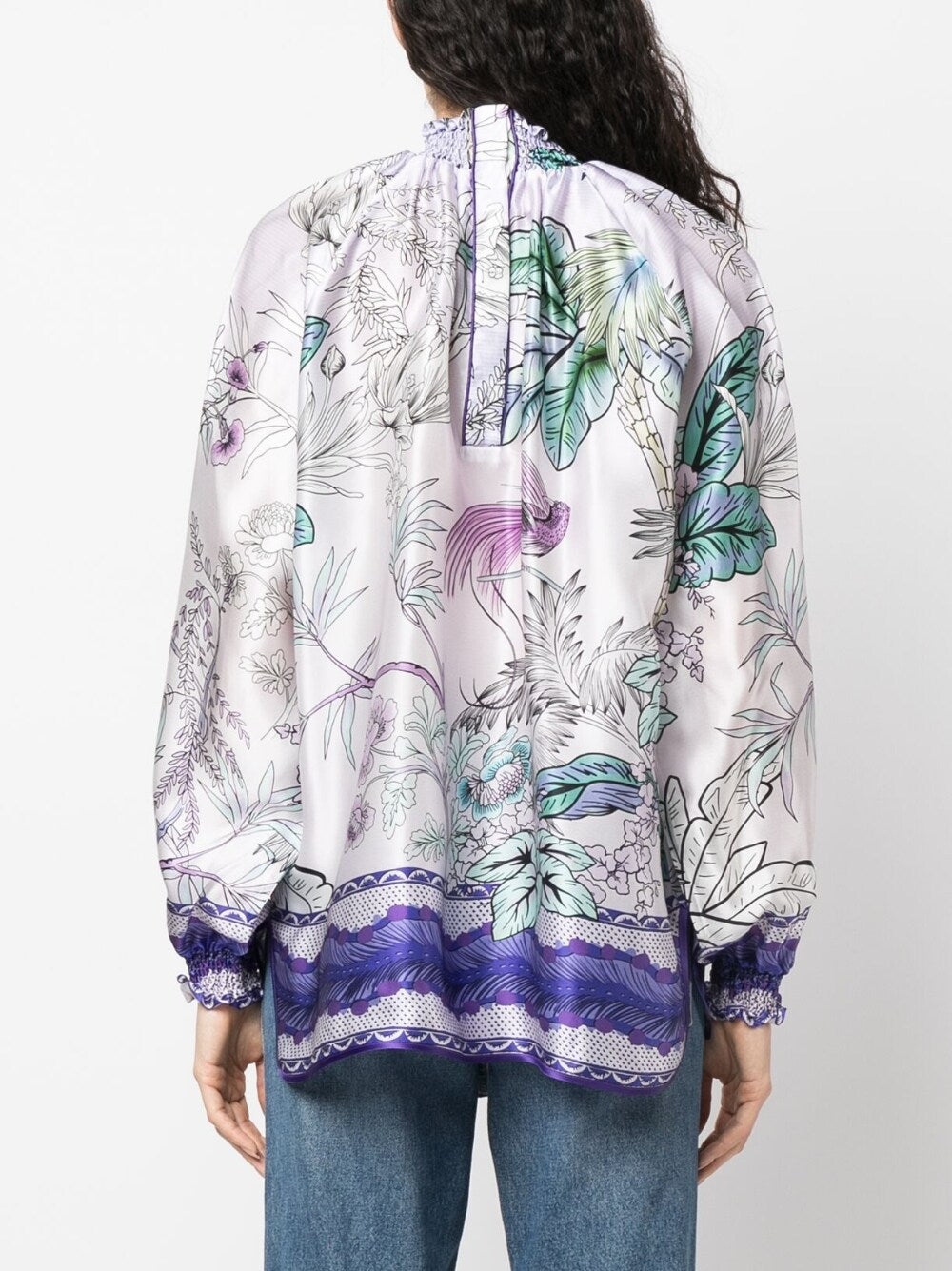 F.R.S . High neck printed silk blouse