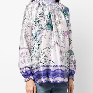 F.R.S . High neck printed silk blouse