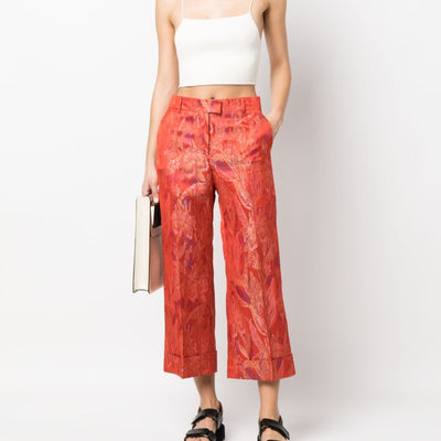 Alberto Biani Floral print jacquard trousers