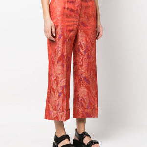 Alberto Biani Floral print jacquard trousers