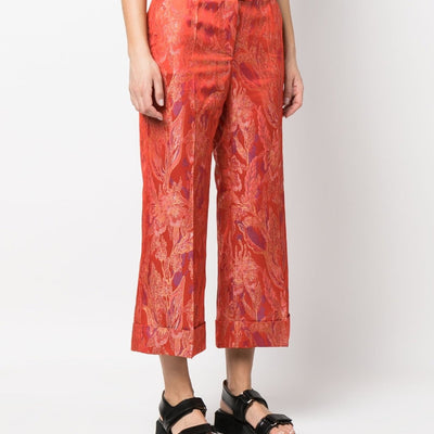 Alberto Biani Floral print jacquard trousers