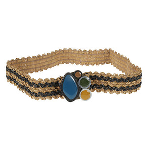 Exquisite J Striped raffia belt