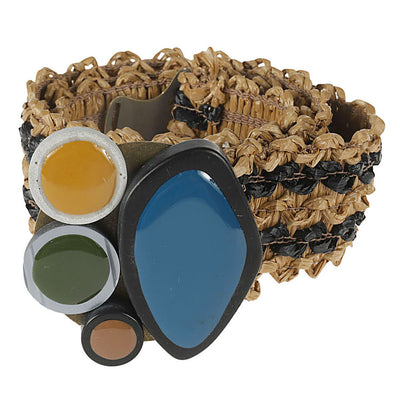 Exquisite J Striped raffia belt