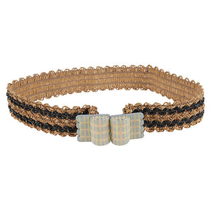 Exquisite J Striped raffia belt