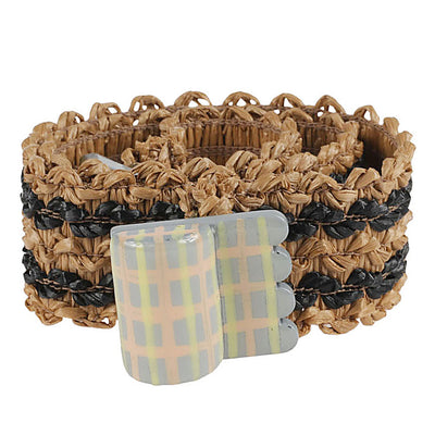 Exquisite J Striped raffia belt