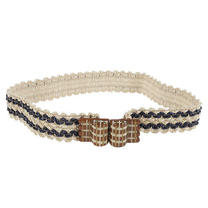 Exquisite J Striped raffia belt