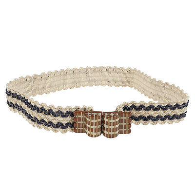Exquisite J Striped raffia belt