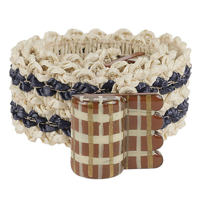 Exquisite J Striped raffia belt