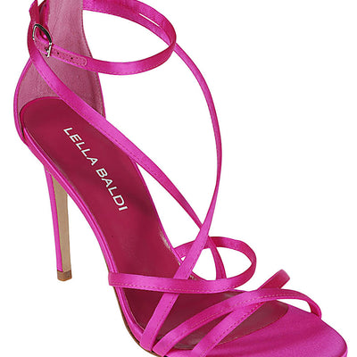 Lella Baldi  fuchsia satin sandals