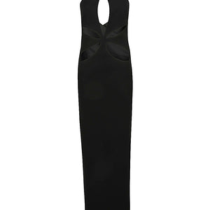 Monot Pre Cut-out detail silk crepe long dress