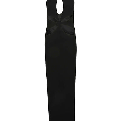 Monot Pre Cut-out detail silk crepe long dress