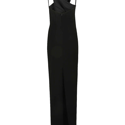 Monot Pre Cut-out detail silk crepe long dress