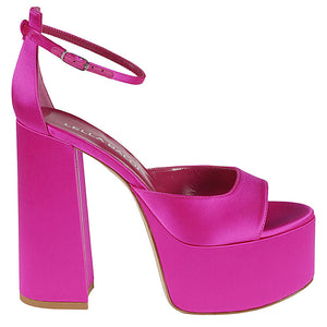 Lella Baldi fuchsia satin platform sandals