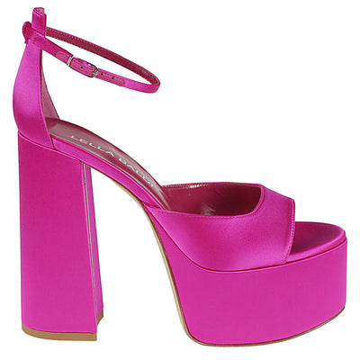 Lella Baldi fuchsia satin platform sandals