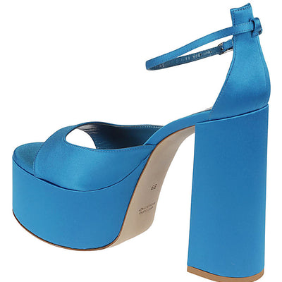Lella Baldi Blue satin platform sandals
