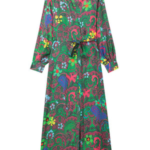 Az Factory Pre Paisley print long wrap dress