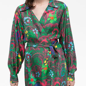 Az Factory Pre Paisley print long wrap dress