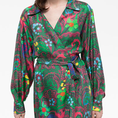 Az Factory Pre Paisley print long wrap dress