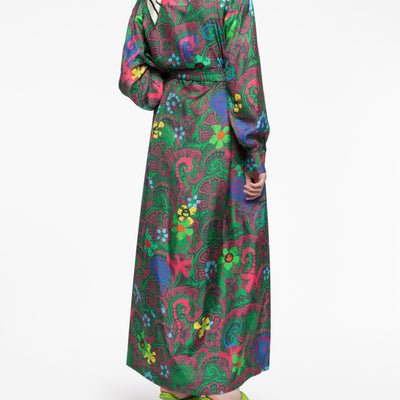Az Factory Pre Paisley print long wrap dress