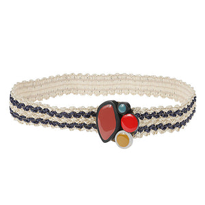 Exquisite J Striped raffia belt