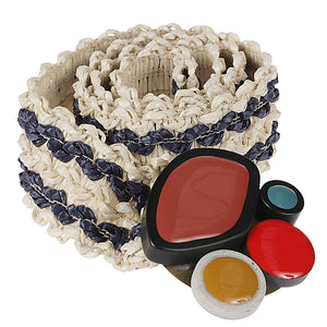 Exquisite J Striped raffia belt