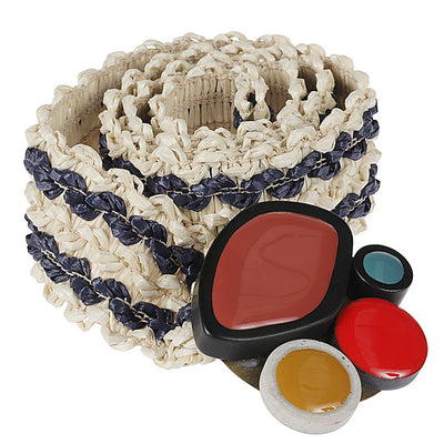 Exquisite J Striped raffia belt