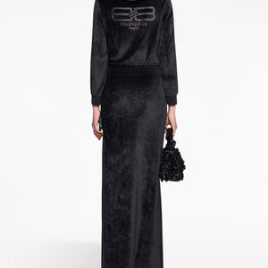 Balenciaga Crystal embellished velvet zip-up hoodie
